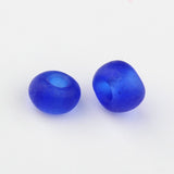 6/0 Frosted Round Glass Seed Beads, Blue, Size: about 4mm in diameter, hole:1.5mm, about 495pcs/50g