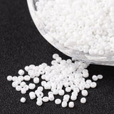 12/0 Opaque Colours Round Glass Seed Beads, White, Size: about 2mm in diameter, hole:1mm, about 3303pcs/50g, 50g/Set