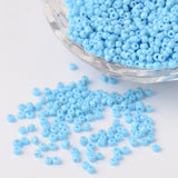 12/0 Opaque Colours Round Glass Seed Beads, Light Sky Blue, Size: about 2mm in diameter, hole:1mm, about 3303pcs/50g