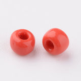 12/0 Opaque Colours Round Glass Seed Beads, Red, Size: about 2mm in diameter, hole:1mm, about 3303pcs/50g