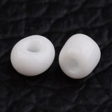 8/0 Opaque Colours Round Glass Seed Beads, White, Size: about 3mm in diameter, hole:1mm, about 1101pcs/50g, 50g/Set