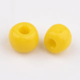 8/0 Opaque Colours Round Glass Seed Beads, Yellow, Size: about 3mm in diameter, hole:1mm, about 1101pcs/50g