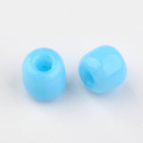 8/0 Opaque Colours Round Glass Seed Beads, Light Sky Blue, Size: about 3mm in diameter, hole:1mm, about 1101pcs/50g