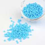 8/0 Opaque Colours Round Glass Seed Beads, Light Sky Blue, Size: about 3mm in diameter, hole:1mm, about 1101pcs/50g