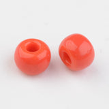 8/0 Opaque Colours Round Glass Seed Beads, Red, Size: about 3mm in diameter, hole:1mm, about 1101pcs/50g