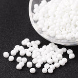 6/0 Opaque Colours Round Glass Seed Beads, White, Size: about 4mm in diameter, hole:1.5mm, about 495pcs/50g, 50g/Set