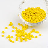 6/0 Opaque Colours Round Glass Seed Beads, Yellow, Size: about 4mm in diameter, hole:1.5mm, about 495pcs/50g, 50g/Set