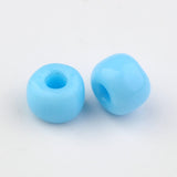 6/0 Opaque Colours Round Glass Seed Beads, Light Sky Blue, Size: about 4mm in diameter, hole:1.5mm, about 495pcs/50g, 50g/Set