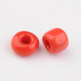 6/0 Opaque Colours Round Glass Seed Beads, Red, Size: about 4mm in diameter, hole:1.5mm, about 495pcs/50g, 50g/Set