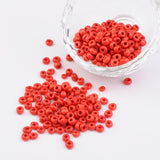 6/0 Opaque Colours Round Glass Seed Beads, Red, Size: about 4mm in diameter, hole:1.5mm, about 495pcs/50g, 50g/Set