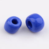 6/0 Opaque Colours Round Glass Seed Beads, Blue, Size: about 4mm in diameter, hole:1.5mm, about 495pcs/50g