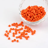 6/0 Opaque Colours Round Glass Seed Beads, Dark Orange, Size: about 4mm in diameter, hole:1.5mm, about 495pcs/50g