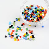 6/0 Opaque Colours Round Glass Seed Beads, Mixed Color, Size: about 4mm in diameter, hole:1.5mm, about 495pcs/50g, 50g/Set