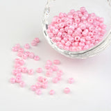 6/0 Opaque Colours Round Glass Seed Beads, Pink, 4mm, hole:1.5mm, about 495pcs/50g, 50g/Set