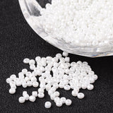 DIY Craft Beads 12/0 Opaque Colors Lustered Round Glass Seed Beads, White, Size: about 2mm in diameter, hole:1mm, about 3304pcs/50g, 50g/Set