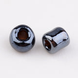 DIY Craft Beads 12/0 Opaque Colors Lustered Round Glass Seed Beads, Black, Size: about 2mm in diameter, hole:1mm, about 3304pcs/50g