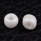 DIY Craft Beads 8/0 Opaque Colors Lustered Round Glass Seed Beads, White, Size: about 3mm in diameter, hole:1mm, about 1101pcs/50g, 50g/Set