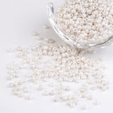 DIY Craft Beads 8/0 Opaque Colors Lustered Round Glass Seed Beads, White, Size: about 3mm in diameter, hole:1mm, about 1101pcs/50g, 50g/Set