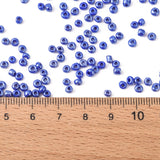 DIY Craft Beads 8/0 Opaque Colors Lustered Round Glass Seed Beads, Blue, Size: about 3mm in diameter, hole:1mm, about 1101pcs/50g