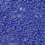 DIY Craft Beads 8/0 Opaque Colors Lustered Round Glass Seed Beads, Blue, Size: about 3mm in diameter, hole:1mm, about 1101pcs/50g