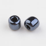 DIY Craft Beads 8/0 Opaque Colors Lustered Round Glass Seed Beads, Black, Size: about 3mm in diameter, hole:1mm, about 1101pcs/50g