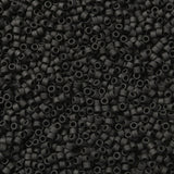 Cylinder Seed Beads, Frosted Colors, Uniform Size, Black, 2x1.3~1.5mm, Hole: 0.8~1mm, about 888pcs/10g