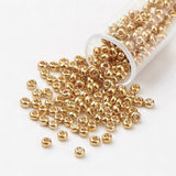 11/0 Grade A Dyed Glass Seed Beads, Round, Goldenrod, 2.3x1.5mm, Hole: 1mm, about 5300pcs/50g