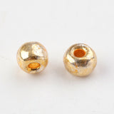 Electroplate Glass Seed Beads, Round Hole Rocailles, Gold Color, Size: about 3.5~5.5mm in diameter, 2.5~6.8mm thick, hole: 1mm