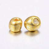 Electroplate Glass Seed Beads, Round Hole Rocailles, Gold Color, Size: about 3.5~5.5mm in diameter, 2.5~6.8mm thick, hole: 1mm