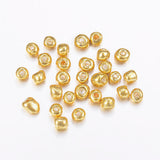 Electroplate Glass Seed Beads, Round Hole Rocailles, Gold Color, Size: about 3.5~5.5mm in diameter, 2.5~6.8mm thick, hole: 1mm