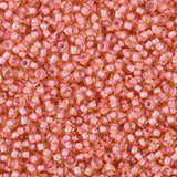 TOHO Round Seed Beads, Japanese Seed Beads, (924) Peach Lined Topaz, 8/0, 3mm, Hole: 1mm, about 222pcs/10g