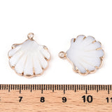 Electroplate Freshwater Shell Pendants, with Iron Findings, Shell, Golden, Seashell Color, 20~23x18~20x2.5mm, Hole: 1.5mm, 2pc/Set