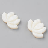 Natural Freshwater Shell Beads, Half Drilled, Lotus Flower, Seashell Color, 11~12x17.5x3mm, Hole: 1mm, 2pc/Set