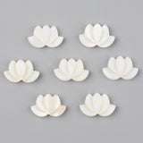 Natural Freshwater Shell Beads, Half Drilled, Lotus Flower, Seashell Color, 11~12x17.5x3mm, Hole: 1mm, 2pc/Set