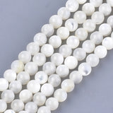 Natural White Shell Beads, Mother of Pearl Shell Beads Strands, Round, Ivory, 5mm, Hole: 1mm, about 75pcs/strand, 14.9 inch