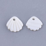 Freshwater Shell Charms, Scallop, Creamy White, 10x11x1.5mm, Hole: 1.5mm, 5pc/Set