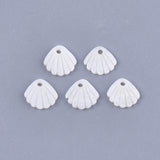 Freshwater Shell Charms, Scallop, Creamy White, 10x11x1.5mm, Hole: 1.5mm, 5pc/Set