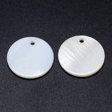 Natural White Shell Mother of Pearl Shell Pendants, Flat Round, White, 20x2mm, Hole: 2mm, 20pc/Set