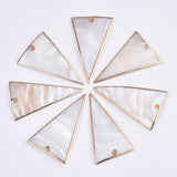 Natural Freshwater Shell Pendants, with Edge Brass Golden Plated, Triangle, Seashell Color, 49x31x3mm, Hole: 1.6mm, 2pc/Set