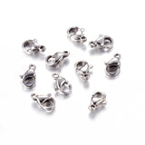 304 Stainless Steel Lobster Claw Clasps, Parrot Trigger Clasps, Grade A, Size: about 6mm wide, 10mm long, 3mm thick, hole: 1.5mm, 20pcs/Set