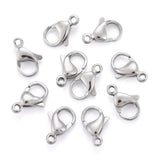 304 Stainless Steel Lobster Claw Clasps, Parrot Trigger Clasps, Grade A, Size: about 8mm wide, 13mm long, 4mm thick, hole: 1.5mm, 10pcs/Set