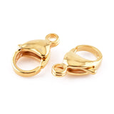 304 Stainless Steel Lobster Claw Clasps, Parrot Trigger Clasps, Real 24K Gold Plated, 16x10.5x4.7mm, Hole: 2.2mm, 5pc/Set