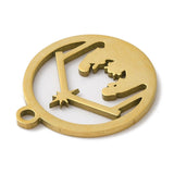 Christmas 201 Stainless Steel Pendants, Flat Round with Human Charm, Golden, 17x15x1mm, Hole: 1.5mm, 2pc/Set