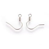 Stainless Steel Earring Hooks, with Horizontal Loop, Stainless Steel Color, 18x18mm, Pin: 0.7mm, Hole: 2mm, 20pcs/Set