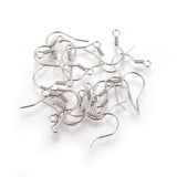 Stainless Steel Earring Hooks, with Horizontal Loop, Stainless Steel Color, 18x18mm, Pin: 0.7mm, Hole: 2mm, 20pcs/Set