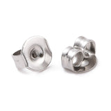 Tarnish Resistant 304 Stainless Steel Ear Nuts, Friction Earring Backs for Stud Earrings, Stainless Steel Color, 5x4x2.5mm, Hole: 1mm, 100pc/Set