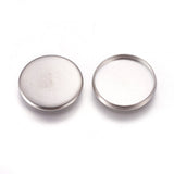 Non-Tarnish 304 Stainless Steel Plain Edge Bezel Cups, Cabochon Settings, Flat Round, Stainless Steel Color, Tray: 16mm, 17.5x2mm, 20pc/Set