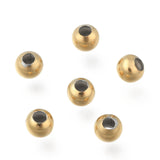 Round PVD Vacuum Plating 304 Stainless Steel Beads, Golden, 4mm, Hole: 1.5mm, 50pc/Set