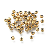 Round PVD Vacuum Plating 304 Stainless Steel Beads, Golden, 4mm, Hole: 1.5mm, 50pc/Set