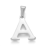 Tarnish Resistant 304 Stainless Steel Pendants, Stainless Steel Color, Initial Letter.A, 19x17x1.8mm, Hole: 3x7mm